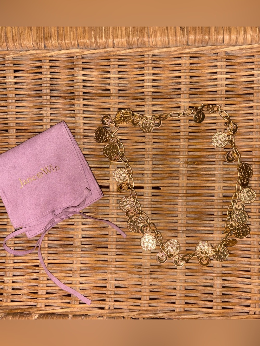 Jane Win mini coin necklace with pouch